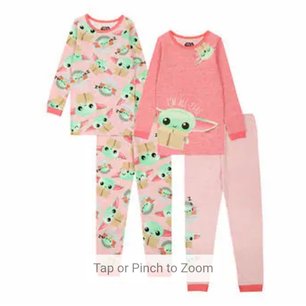 NWT 6 Disney Baby Yoda Star Wars Girls 4-piece Pajama Set